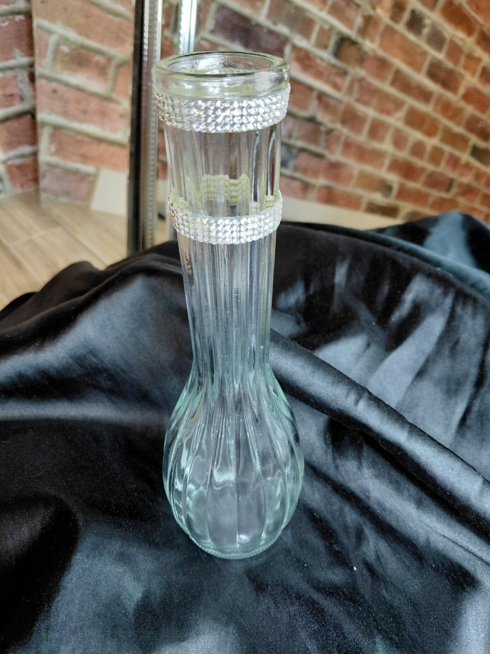 Rinestoned White Accents On Pretty Bud Vase